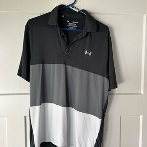 Under Armour Golf Men's Black and Gray Polo Shirt Medium